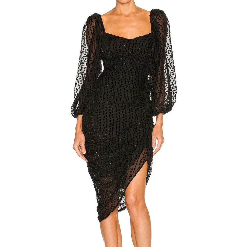 ASTR The Label Athens Black Burnout Polka Dot Size Large - New Without Tags